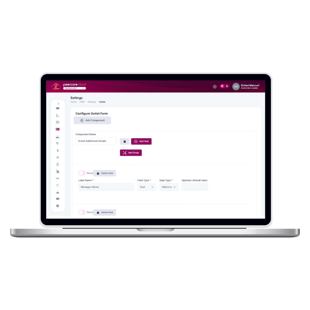 screenshot of Peercore CRM